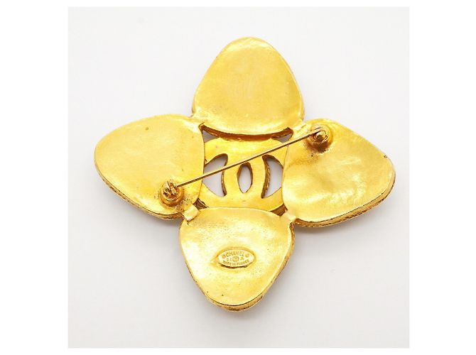 Broche Chanel em ouro e Gripoix Vermelho Dourado Verde - vista 5