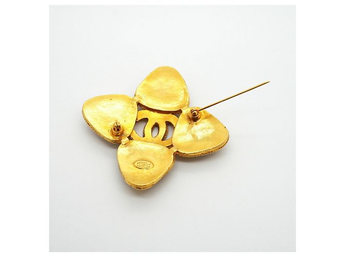 Broche Chanel em ouro e Gripoix Vermelho Dourado Verde - vista 6