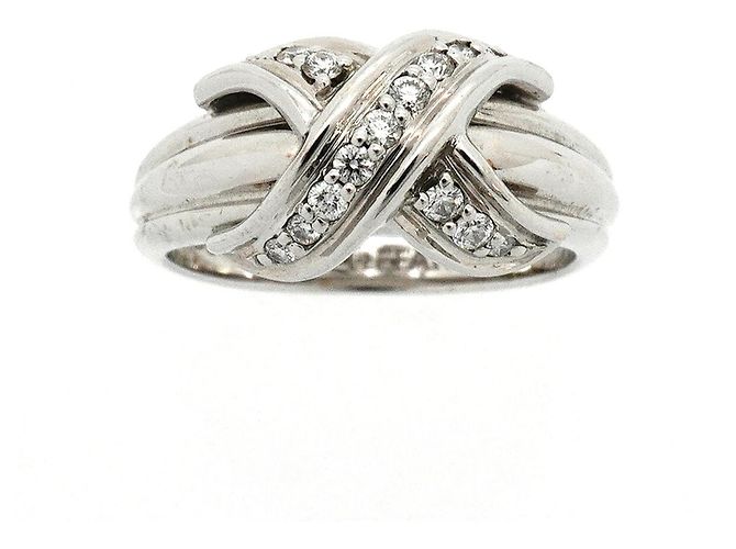 Autre Marque Anello fede Tiffany & Co. in oro bianco 18K e diamanti - vista 2