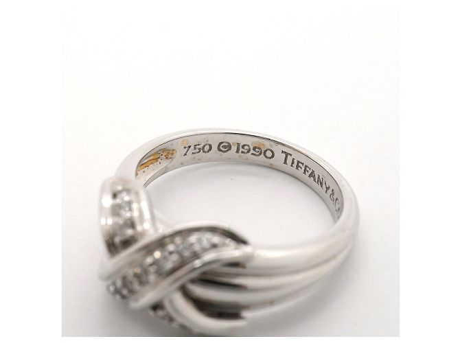 Autre Marque Anello fede Tiffany & Co. in oro bianco 18K e diamanti - vista 4
