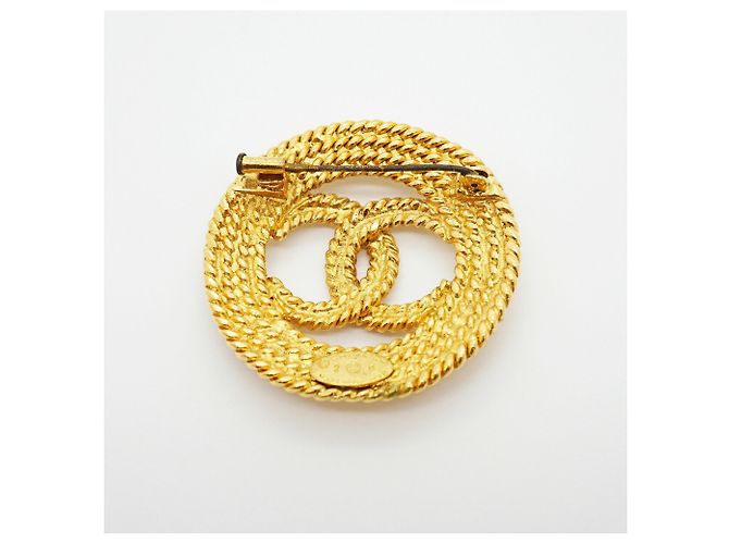 Broche Chanel plaquée or - Coco Mark Circle Doré - vue 5