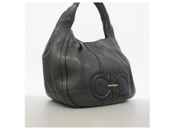 Salvatore Ferragamo Gancini Leder-Tote-Bag Schwarz - Ansicht 2