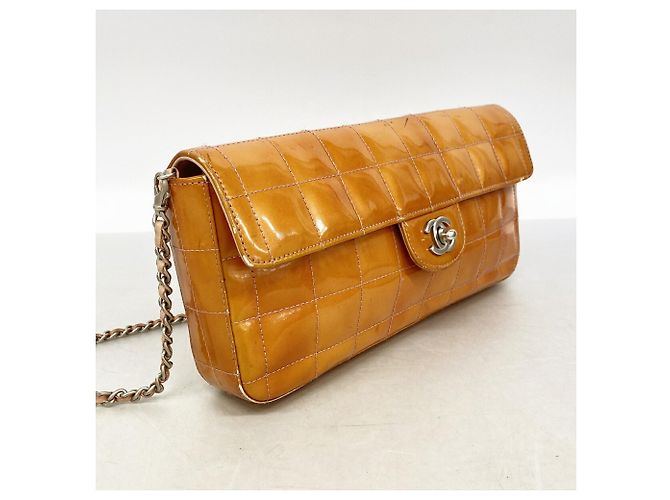 Bolso de hombro Chanel Chocolate Bar con cadena Naranja - vista 2
