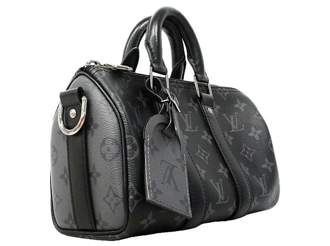 Sac à main Louis Vuitton Monogram Eclipse Reverse Keepall Bandoulière 25 Marron Noir - vue 2