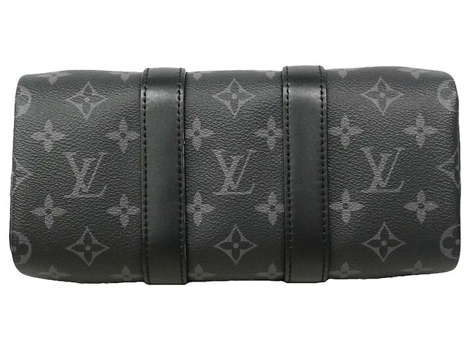 Sac à main Louis Vuitton Monogram Eclipse Reverse Keepall Bandoulière 25 Marron Noir - vue 3