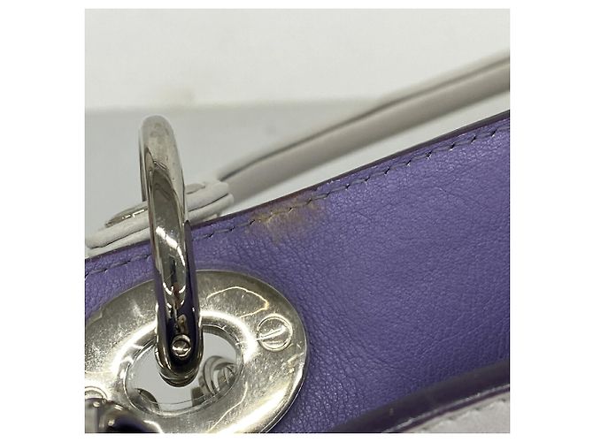 Bolsa de mão em couro Christian Dior Cinza Roxo - vista 11