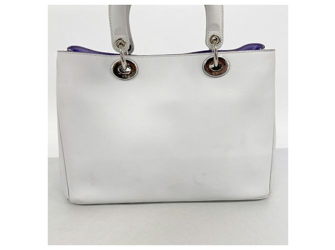 Bolsa de mão em couro Christian Dior Cinza Roxo - vista 12
