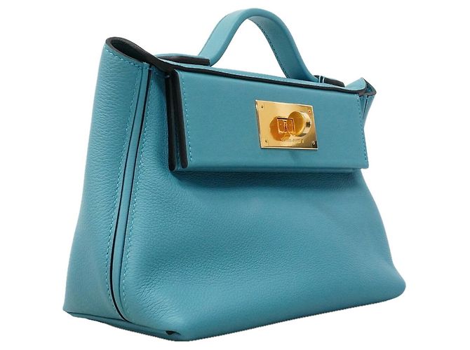 Hermès Sac à main Hermes 24 Mini Evercolor Swift Bleu - vue 2