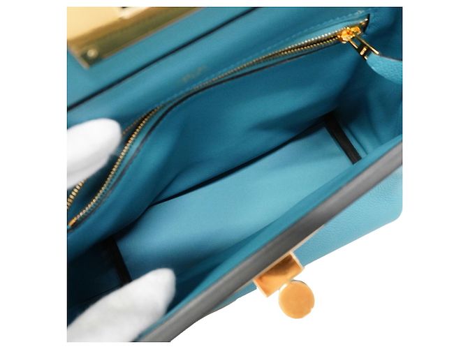 Hermès Sac à main Hermes 24 Mini Evercolor Swift Bleu - vue 4