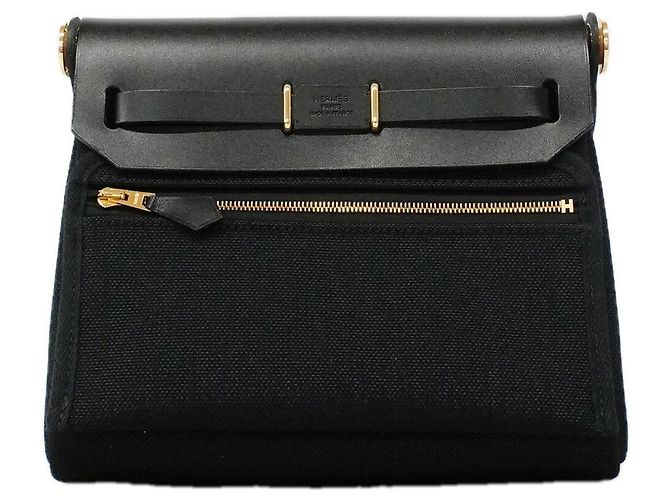 Hermès Borsa a tracolla Hermes Herbag Zip Mini Toile Military Black Nero - vista 6