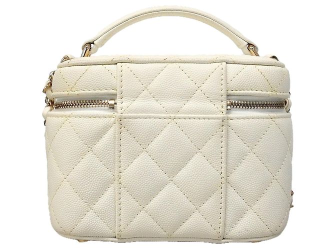 Borsa Vanity Chanel in pelle di vitello granulata bianca Bianco - vista 16