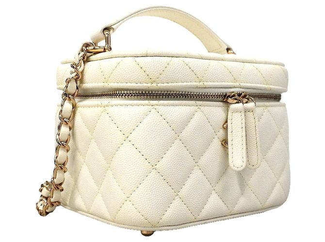 Borsa Vanity Chanel in pelle di vitello granulata bianca Bianco - vista 2