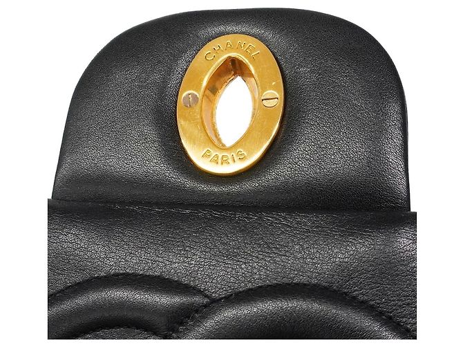 Borsa a tracolla Chanel in pelle d'agnello nera Nero - vista 10