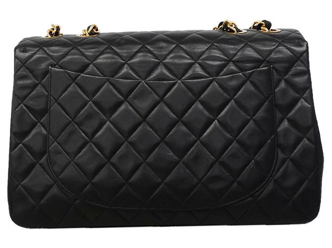 Borsa a tracolla Chanel in pelle d'agnello nera Nero - vista 14