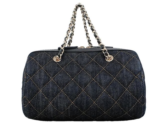 Bolso de hombro Chanel Matelassé con cadena Azul marino - vista 7