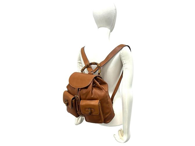 Gucci Vintage Bamboo Leather Backpack Brown - view 2