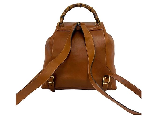 Gucci Vintage Bamboo Leather Backpack Brown - view 3