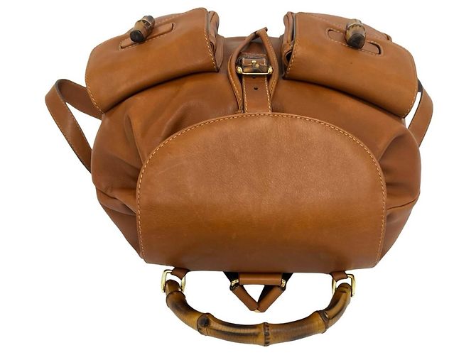 Gucci Vintage Bamboo Leather Backpack Brown - view 4