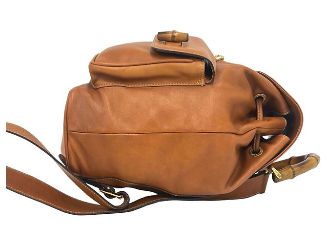 Gucci Vintage Bamboo Leather Backpack Brown - view 6