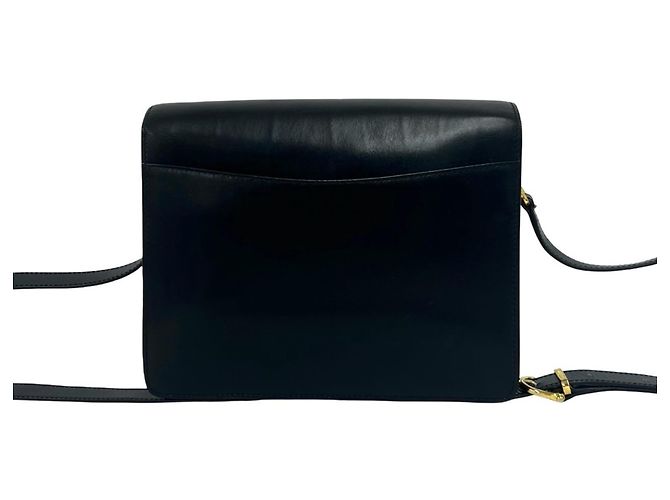 Céline Celine Vintage Logo Ring Hardware Schultertasche aus Leder Schwarz - Ansicht 3