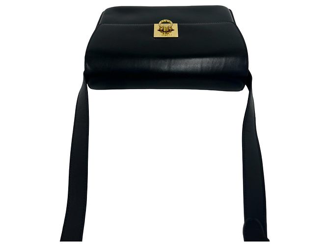 Céline Celine Vintage Logo Ring Hardware Schultertasche aus Leder Schwarz - Ansicht 4