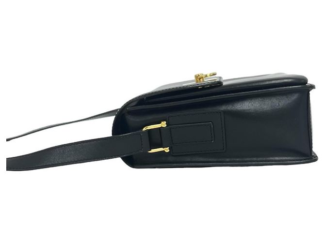 Céline Celine Vintage Logo Ring Hardware Schultertasche aus Leder Schwarz - Ansicht 5