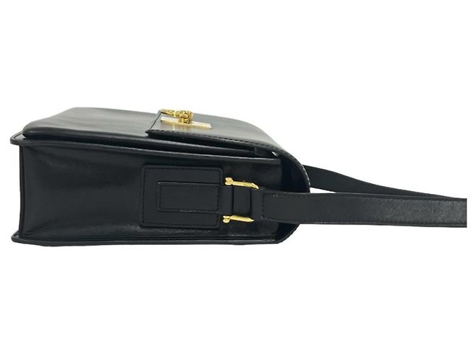 Céline Celine Vintage Logo Ring Hardware Schultertasche aus Leder Schwarz - Ansicht 6
