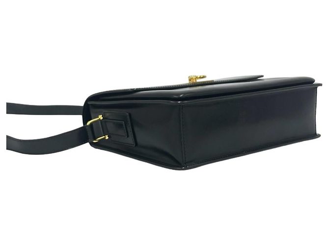 Céline Celine Vintage Logo Ring Hardware Schultertasche aus Leder Schwarz - Ansicht 7
