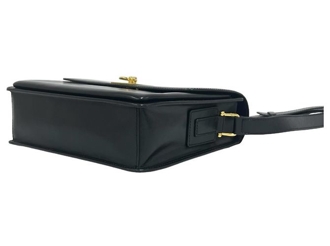 Céline Celine Vintage Logo Ring Hardware Schultertasche aus Leder Schwarz - Ansicht 8