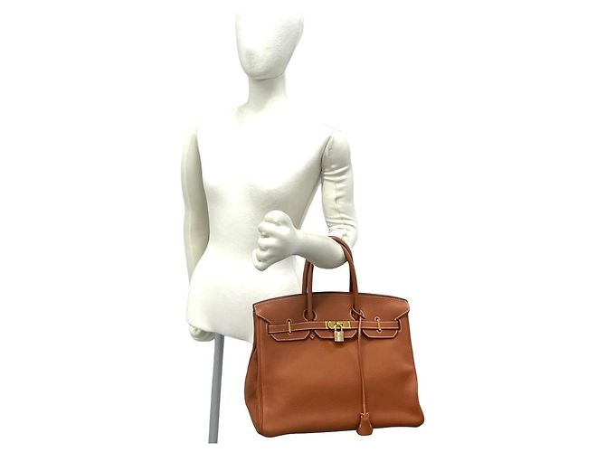 Hermès Borsa HERMES Birkin 35 in pelle Taurillon Clemence marrone - vista 2