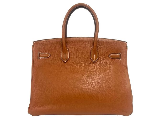 Hermès Borsa HERMES Birkin 35 in pelle Taurillon Clemence marrone - vista 3