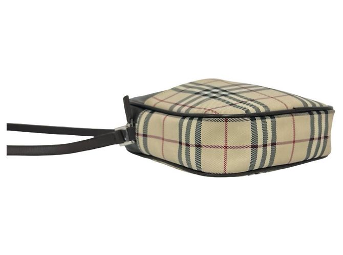 Burberry Logo Hardware Nova Check Pattern Canvas Leather Shoulder Bag Brown Beige - view 7