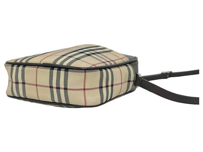 Burberry Logo Hardware Nova Check Pattern Canvas Leather Shoulder Bag Brown Beige - view 8