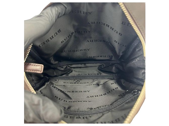 Burberry Logo Hardware Nova Check Pattern Canvas Leather Shoulder Bag Brown Beige - view 9