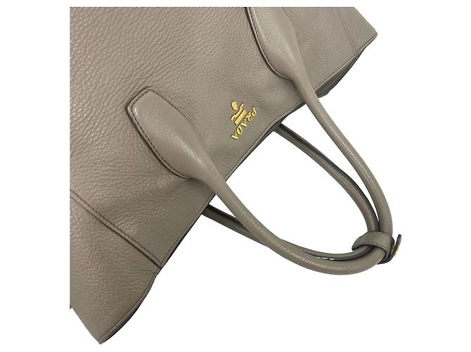 Tote Prada Shopper-Handtasche aus grauem Leder Braun - Ansicht 4