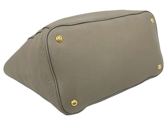 Tote Prada Shopper-Handtasche aus grauem Leder Braun - Ansicht 7