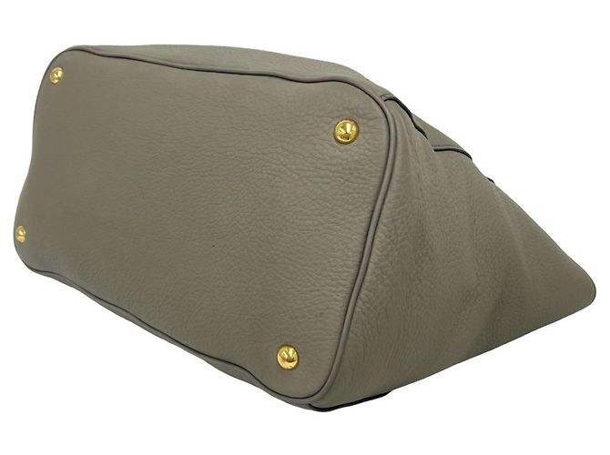 Tote Prada Shopper-Handtasche aus grauem Leder Braun - Ansicht 8