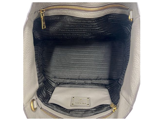 Tote Prada Shopper-Handtasche aus grauem Leder Braun - Ansicht 9
