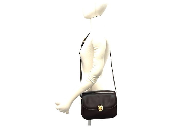 Céline Celine Vintage Blazon Leather Shoulder Bag Brown - view 2