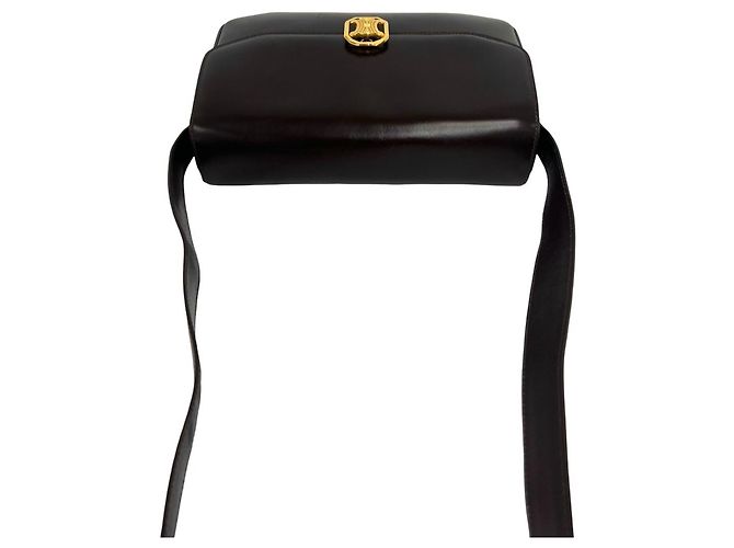 Céline Celine Vintage Blazon Leather Shoulder Bag Brown - view 4