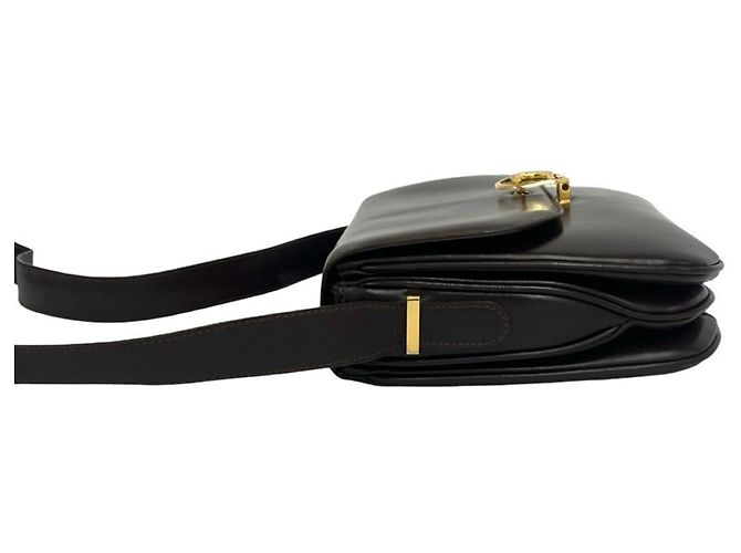 Céline Celine Vintage Blazon Leather Shoulder Bag Brown - view 5
