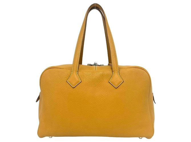 Hermès Borsa Boston HERMES Victoria 35 in pelle Taurillon Clemence Marrone - vista 3