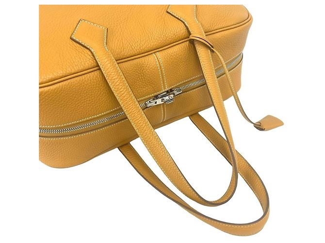 Hermès Borsa Boston HERMES Victoria 35 in pelle Taurillon Clemence Marrone - vista 4