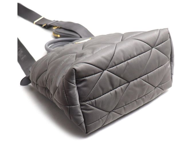 Prada Re-Nylon Padded Tote Shoulder Bag in Gray Brown - view 3