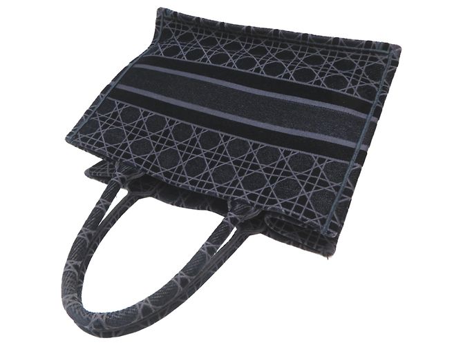 Borsa Tote Christian Dior in velluto blu navy - vista 4