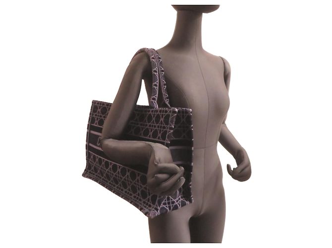 Borsa Tote Christian Dior in velluto blu navy - vista 9