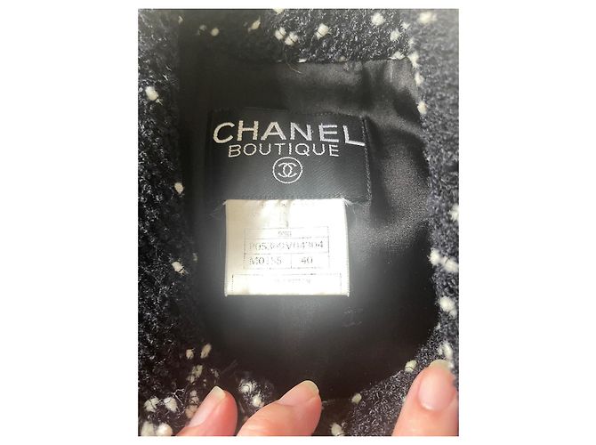 Timeless Chanel Boutique Giacca in Tweed Bianca e Nera Nero Bianco - vista 3