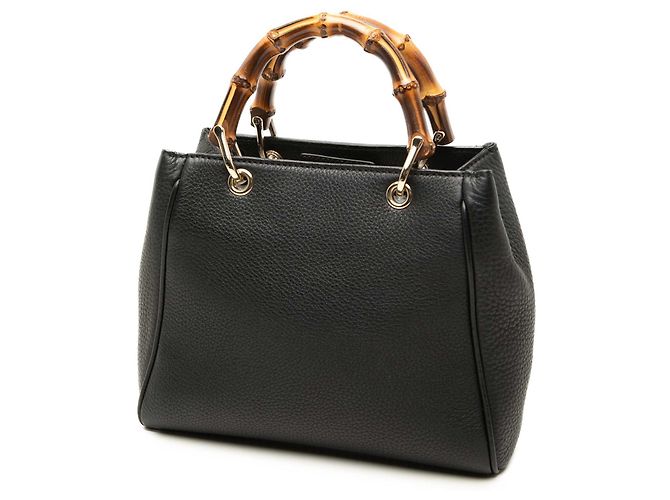 Borsa Gucci Black Mini Calfskin Bamboo Shopper Satchel Nero - vista 2