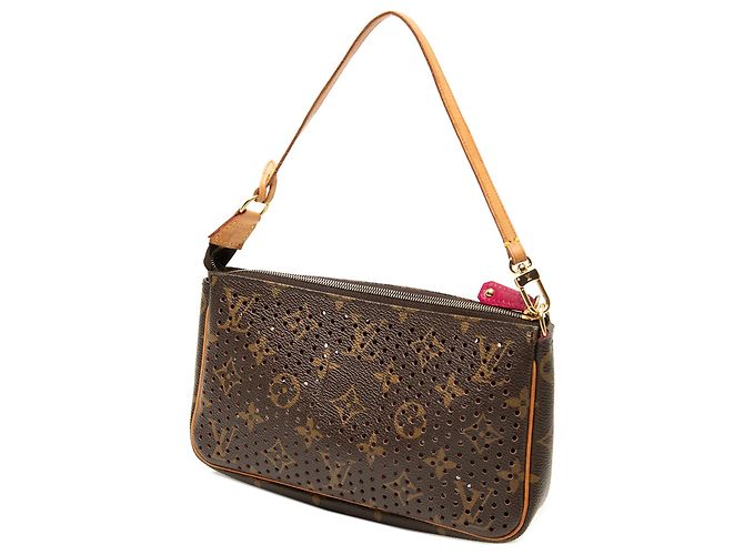 Louis Vuitton Brown Monogram Perforated Pochette Accessoires Castaño - vista 2