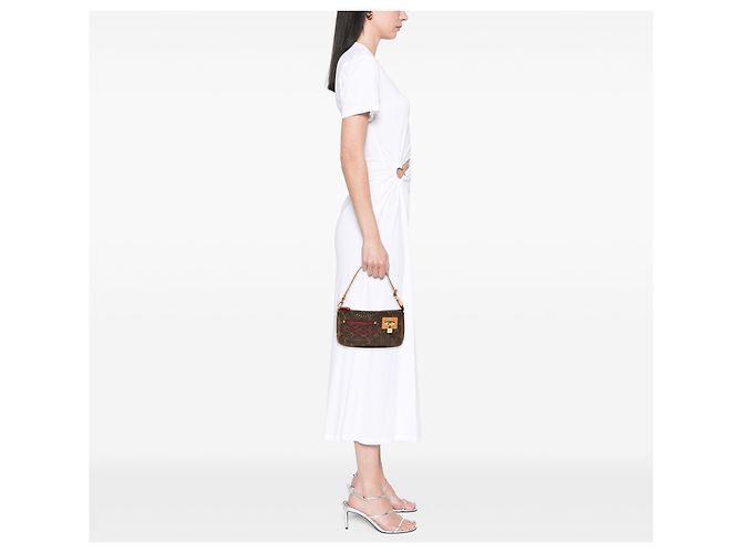 Louis Vuitton Brown Monogram Perforated Pochette Accessoires Castaño - vista 6